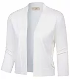 GRACE KARIN Kurze Cardigan Damen Sommer Strickwaren Lässig Täglich Büro Leichtes Shrug Weiß M