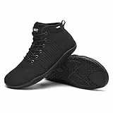 Geweo Barfußschuhe Damen Winter Gefüttert Winterschuhe Herren Barfusschuhe Warm Rutschfest Winterstiefel Outdoor Winter Boots Trail Running Walking Herbst Schuhe Barfuß Sneaker Schwarz 40EU