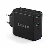 USB C Ladegerät, 50W Schnellladegerät 4 Port USBC Netzteil Mehrfach mit PD 25W und QC 18W, Handy Adapter Ladeadapter Ladestecker Stecker für iPhone 15 Pro Max 14 Plus 13 12 11 SE XR XS 8, Samsung