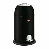 Wesco Kickmaster Junior Abfallsammler in der Farbe mattschwarz, pulverbeschichtetes Stahlblech, eingebauter Dämpfer, 12 Liter Volumen, Kunststoff-Einsatz, Einwurfklappe