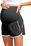 Maacie Umstandsshorts für Frauen weiche super Dehnbare Sportshorts mit doppellagigen Seitentaschen Schwarz XL