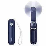 JISULIFE Handventilator, Mini Tragbarer Handventilator, Batteriebetrieben [14-21 Stunden], Wiederaufladbarer, Faltbarer USB-Lüfter, Leiser Persönlicher Ventilator mit Powerbank, Taschenlampe - Blau