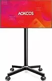 AOKCOS TV Ständer Rollbar für 32-65 Zoll Fernseher, Neigbar & Höhenverstellbar Fernsehständer mit Rollen, Schraubenloses Design TV Standfuss Standfuß Bodenständer Universal Max VESA 400x400mm 40kg
