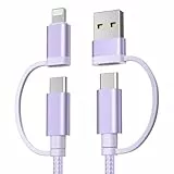 Basesailor Typ C Ladekabel für CarPlay und Android Auto,4 in 1 Multi USBC Kabel 1M,Universal Schnellladekabel mit USB A Adapter für Car KFZ Zigarettenanzünder Zigarettenstecker,Apple Car iPhone 17