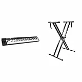 M-Audio Keystation 88 MK3 – MIDI Keyboard Controller mit 88 halbgewichteten Tasten für die Kontrolle über virtuelle Synthesizer und DAW-Parameter & Rockjam Double Bracked Einstellbarer Tastaturständer