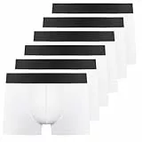 YouShow Boxershorts Herren 6 Pack Baumwolle Unterhosen Männer Ohne Kratzenden Zettel Retroshorts Unterwäsche Boxer Weiß L