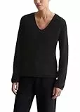 Marc O'Polo Damen Strickpullover aus Bio-Baumwolle mit V-Ausschnitt, Schwarz (Black), M