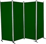 ANGERER Paravent 4-TLG., Sicht- & Sonnenschutz, Raumtrenner, Innen & Outdoor Büro Balkon/Terrasse, Schlafzimmer, Garten, Made in Germany, abwischbare Bezüge, PE grün