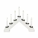 Konstsmide 2262-210 Holzleuchter, weiß lackiert / für Innen (IP20) / 230V Innen / 7 klare Birnen / weißes Kabel