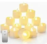 Auemaniliy LED Teelicht, Fernbedienung Teelicht, elektrisch blinkende batteriebetriebene LED-Kerze 3,2 x 3,6 cm für Hochzeitsfeier Halloween Weihnachten Home Decor 24 Stück