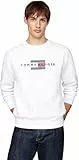 Tommy Hilfiger Herren Sweatshirt Flag ohne Kapuze, Weiß (White), M