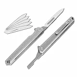 BEEK Klappmesser Skalpell mit 5 No.60 Skalpellklingen, EDC Taschenmesser mit Clip, Cuttermesser, Outdoor Messer, Folding Pocket Knife, Geschenke für Männer