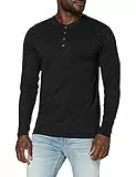Urban Classics Herren Sweatshirt Basic Henley L/S Tee, Gr. Large, Schwarz (Black 7)