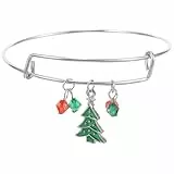 1Stück Weihnachtsarmband Damen mit Elch Schneeflocken und Weihnachtsbaum-anhänger Stilvolles Armband Legierung Festlicher Armschmuck für Weihnachten und Feiertage