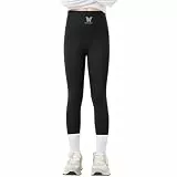 Tilozs Kinder Leggings Mädchen Lang Hosen High Waist Leggins Sportleggins 1pcs Elastisch Sporthose, Schwarz, 122-128(Label Size: 130)