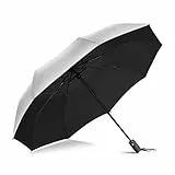 ZOMAKE Sonnenschirm,UPF 50+UV Schutz Regenschirm,Automatik Auf und Zu Umbrella,Silberbeschichtung schirm Klein,taschenschirm faltbar,kompakt für Damen Herren und Familie(Silber Schwarz)