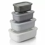 Arendo – Vorratsdosen mit Deckel – Lunchbox Set - 4 Dosen bis zu 4 Liter – Dampf-/Druckventil – ineinander stapelbar – spülmaschinengeeignet – für Lebensmittel Vorräte Meal-Prep u.v.m.