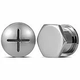 Huacan Tunnel Set 6mm 8mm 10mm 12mm 14mm 16mm Tunnels Sets Schwarz Silber Farbe Ohr Plug Klassisch Double Flared Expander für Frauen Damen Herren 2 Stück