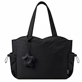 LOVEVOOK Shopper Tasche Damen, Leicht Puffer Taschen Tote Bag Handtaschen Arbeitstasche, Groß 15,6 Zoll Laptoptasche Süß Tragetasche Schultertasche Lehrertasche für Arbeit Uni Schule Reise, Schwarz