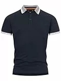 Indicode Herren INJamie Poloshirt aus 100% Baumwolle | Herrenpoloshirt Polokragen Baumwollshirt Navy, M