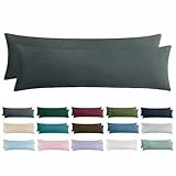Aisbo Kissenbezug 40x145 2er Set - Seitenschläferkissen Bezug 40 x 145 Anthrazit mit Reißverschluss aus Mikrofaser Weich, ÖKO-TEX Kopfkissenbezug 145x40 für Seitenschläfer Kissen