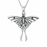 MUUYON Motte kette für Damen, Sterlingsilber, Gothic-Mottenkette, Vintage-Stil, Todesmotte, Schmuck