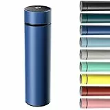 Homealexa 500ml Thermosflasche, Vakuum Isolierbecher Trinkflasche aus 304 Edelstahl, LED-Touchscreen-Temperaturanzeige, Thermoskanne Wasserflasche Perfekt für Home, Büro, Reise, Sport (Blau)