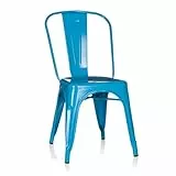 hjh OFFICE 645024 Bistrostuhl VANTAGGIO Comfort Metall Hellblau im Industry-Design, stapelbar