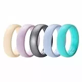 OIDEA Damen Silikon Ringe Set: 5er Sportliche Eheringe Atmungsaktiv Fitness Gym Yoga rutschfest Flexible Trauringe Mode Geschenk für Frauen Größe 52 (16.6)