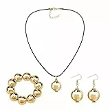 VARKAGE 3Er-Pack Discokugel Ohrringe, Mirror Ball Ohrringe Halskette Armband für Damen und Mädchen Retro Disco Motto Party Kostüm Zubehör