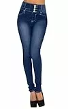 Damen Jeans High Waist Stretch Denim Jeanshosen für Damen Skinny Slim Fit Röhrenjeans Bleistiftjean Lässige Pant Strecken Schlank Stylische Hosen (Blau A2, M)