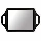TRIXES Friseurspiegel - Salon Handspiegel mit 2 Griffen Weitwinkel - für Friseur und Beauty Anwendung - Großformat 36,5 x 21,7cm - für professionelle Barbiere Friseure oder Visagisten - Schwarz