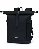 ECOHUB Rolltop Rucksack 20–27L, 15.6 Zoll Laptop Rucksack mit Schnellzugriff auf das Hauptfach ohne Öffnen des Rolltops, Urbaner Tagesrucksack für Alltag, Arbeit, Uni und Reisen(Midnight Black)