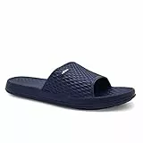 HEVA Herren Slide Dusch & Badeschuhe Sommer Slippers rutschfest Strand Sandalen (45 EU Blau)