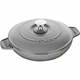 STAUB Ofenform/Servierplatte/Auflaufform mit Deckel, rund, 20 cm, 0,75 l, aus Gusseisen, für alle Herdarten, Graphitgrau