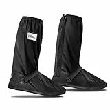 Ctrunit Wasserdichte Schuhabdeckungen Regen Stiefel Schuhe mit rutschfester Sohle Regendichte Stiefel Abdeckung Wiederverwendbar (XL, Schwarz)