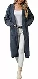 YUTILA Dicke Lang Warmer Strickjacke Damen Oversize Grobstrickjacke Winter mit Taschen