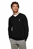 Polo Club Herren Basic Mit V-Ausschnitt Pullover Schwarz - 100% Baumwolle Pullover Langarm Sweat