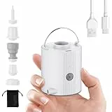 Elektrische Luftpumpe, Wiederaufladbare Akku Pumpe mit 5 Düsen, Quick-Fill Inflator Deflator für Luftbett, Schwimmring, Kleidungs-Vakuumbeutel