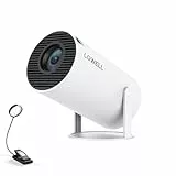 LQWELL HY300 PRO Mini Beamer + Buchleuchte Kombination, 4K 1080P Unterstützung, Android 11, kabellose Projektion, unterstützt Airplay Miracast, mit WiFi Bluetooth, tragbarer Projektor