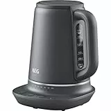 AEG Wasserkocher, 7 Temperaturstufen, 3-fache Sicherheitsabschaltung, Warmhaltefunktion, 1,7 Liter, Tropfschutz, Einfache Reinigung, 360° Basis, Anti-Rutsch, LED-Anzeige, Grau, K7-1-6BP