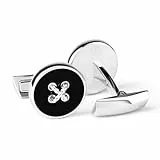 DAVIDOFF ESSENTIALS Manschettenknöpfe Schwarz/Silber – exklusive rhodinierte und lackierte Messing Manschettenknöpfe – stilvolle Herren Accessoires in Knopf-Optik