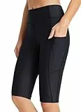baleaf Badeshorts Damen Schwimmshorts Lang UV Shorts Bauchkontrolle Boardshorts Upf50+ Hohe Taille Schwimmunterteil mit Taschen Schwarz XL