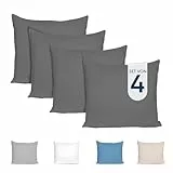 Dreamzie Kissenbezug 40x40 (4er Set) - 100% Jersey Baumwolle 150 g/qm Kissenbezüge - Anthrazit - Für Kissen 40 x 40 cm - Kissenhülle - Kissenbezug - Resistent und Hypoallergen - Zertifiziert Oeko-Tex