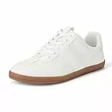 Amazon Essentials Damen Niedriger Retro-Sneaker, Kunstleder und Kunstwildleder, Weiß, 38 EU