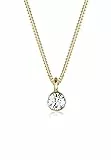 Elli Halskette Damen Basic Solitär mit Kristall in 925 Sterling Silber Vergoldet