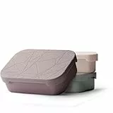 MAMEIDO Brotdose Edelstahl 1200 ml, mit flexiblem Trenner & Silikondeckel, Lunchbox Erwachsene, leichte Vesperbox Kinder, Brotbox Kinder mit Fächern (Powder Blush)