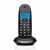 Motorola C1001CB+ – Digitales DECT-Schnurlostelefon – Anrufblockierungsmodus, Anrufer-ID, Freisprecheinrichtung, Telefonbuch mit 50 Nummern, Display mit Hintergrundbeleuchtung – Schwarz
