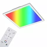 BRILONER - LED Deckenlampe flach mit Fernbedienung, einstellbar von warmweiß bis kaltweiß, buntes RGB Licht, Lampe, Deckenleuchte, Wohnzimmerlampe, LED Panel, 44,5x44,5x6,2 cm, Schwarz