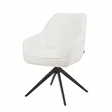 B&D home Esszimmerstuhl ARVIT – Drehbarer Armlehnstuhl mit Taschenfederkern & 360° Funktion – Polsterstuhl in Creme Beige – Moderner Küchenstuhl mit Webstoff & Metallgestell Schwarz